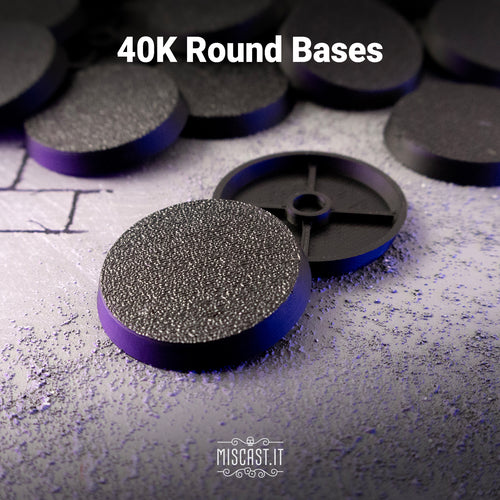 Miscast 40K Round Bases – magnet-ready round bases for Warhammer 40,000 and Age of Sigmar, 25 to 50 mm