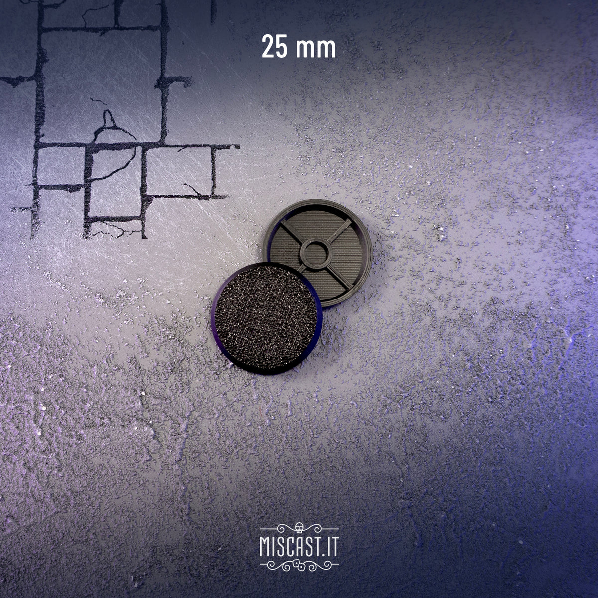 25 mm magnet-ready round bases for Warhammer 40,000, black PLA, 5x2 mm magnet slot