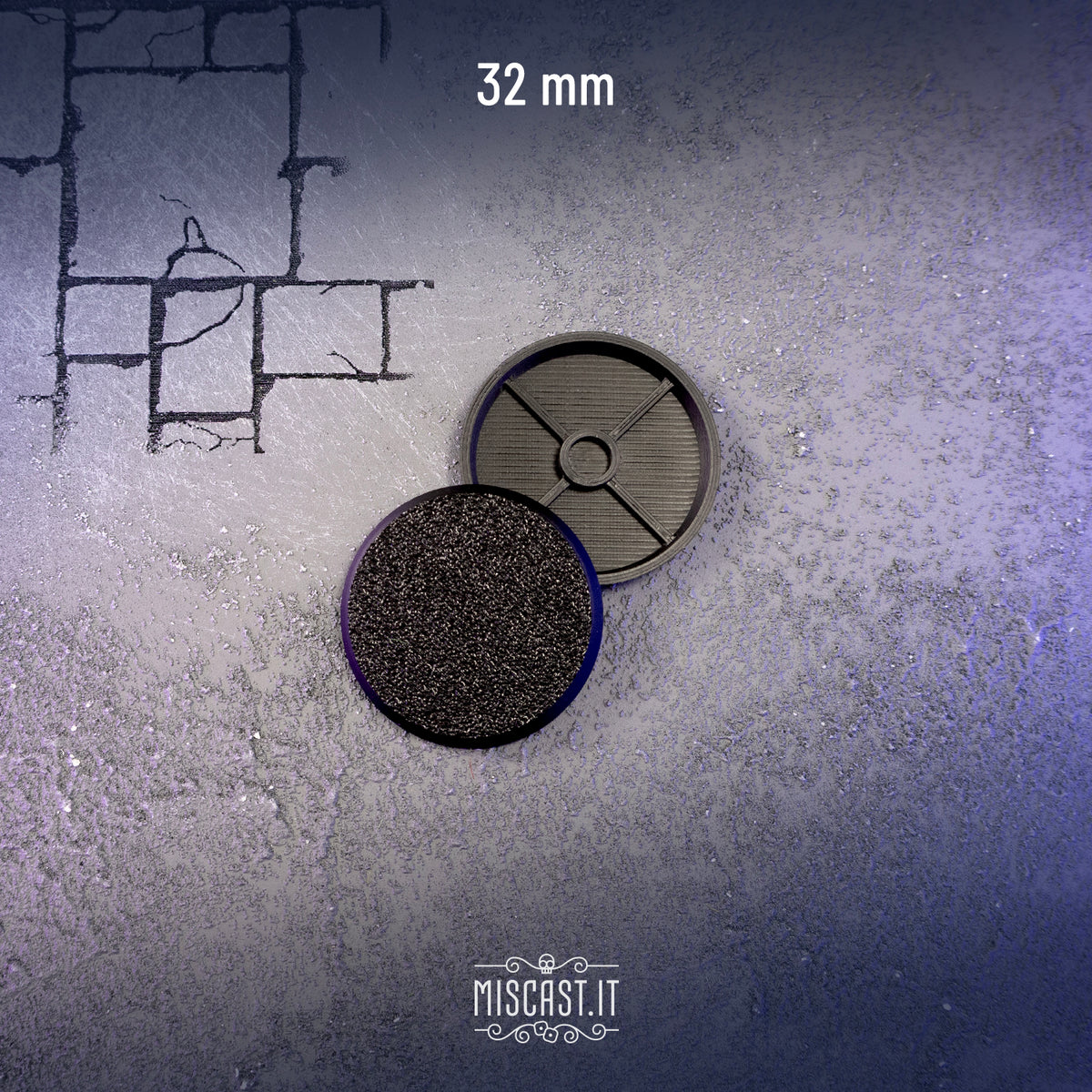 32 mm magnet-ready round bases for Warhammer 40,000, black PLA, 5x2 mm magnet slot